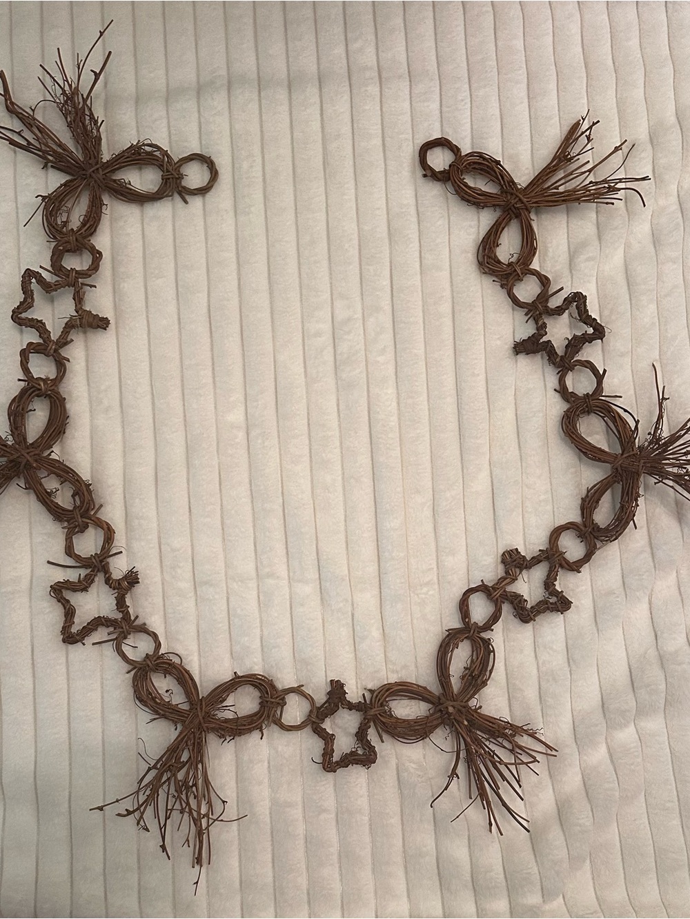 Rustic Brown Holiday Garland with Star & Bow Accents